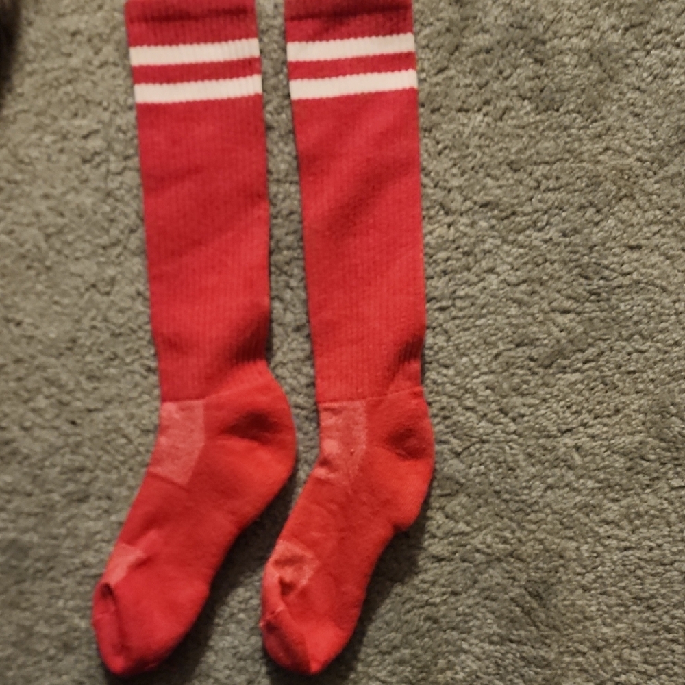 Red and White Striped Knee-High Socks